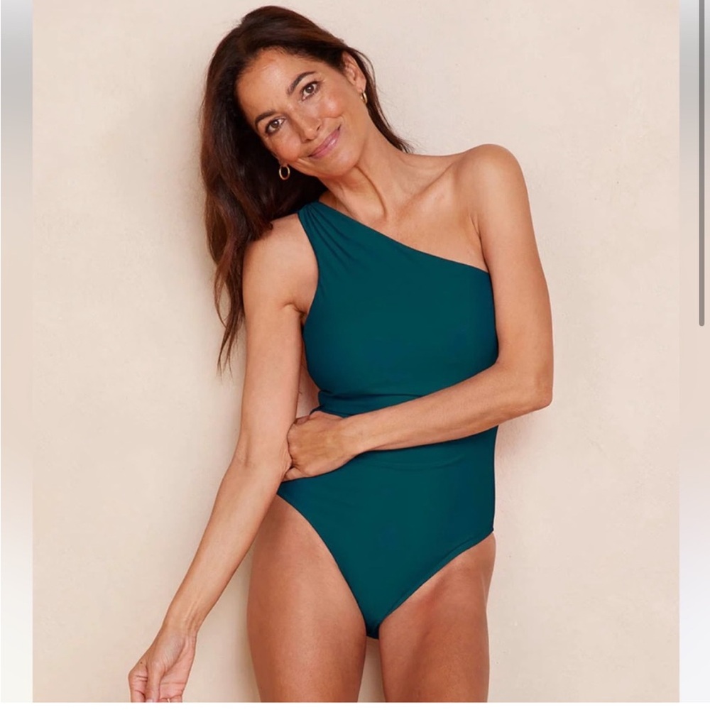 The Ruched Sidestroke in Seaweed by Summersalt, size 10 Long Torso